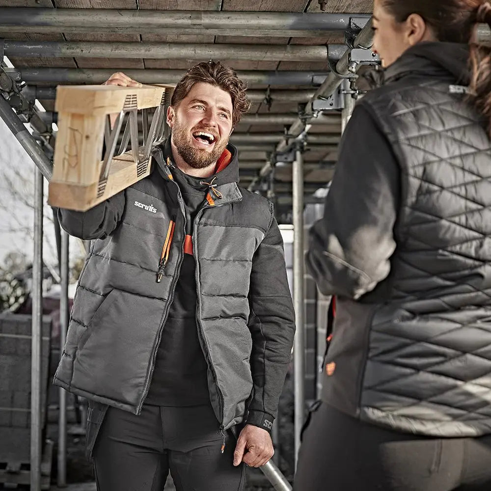 Scruffs Worker Body Warmer Gilet Charcoal - Choose Size White Rose Tools