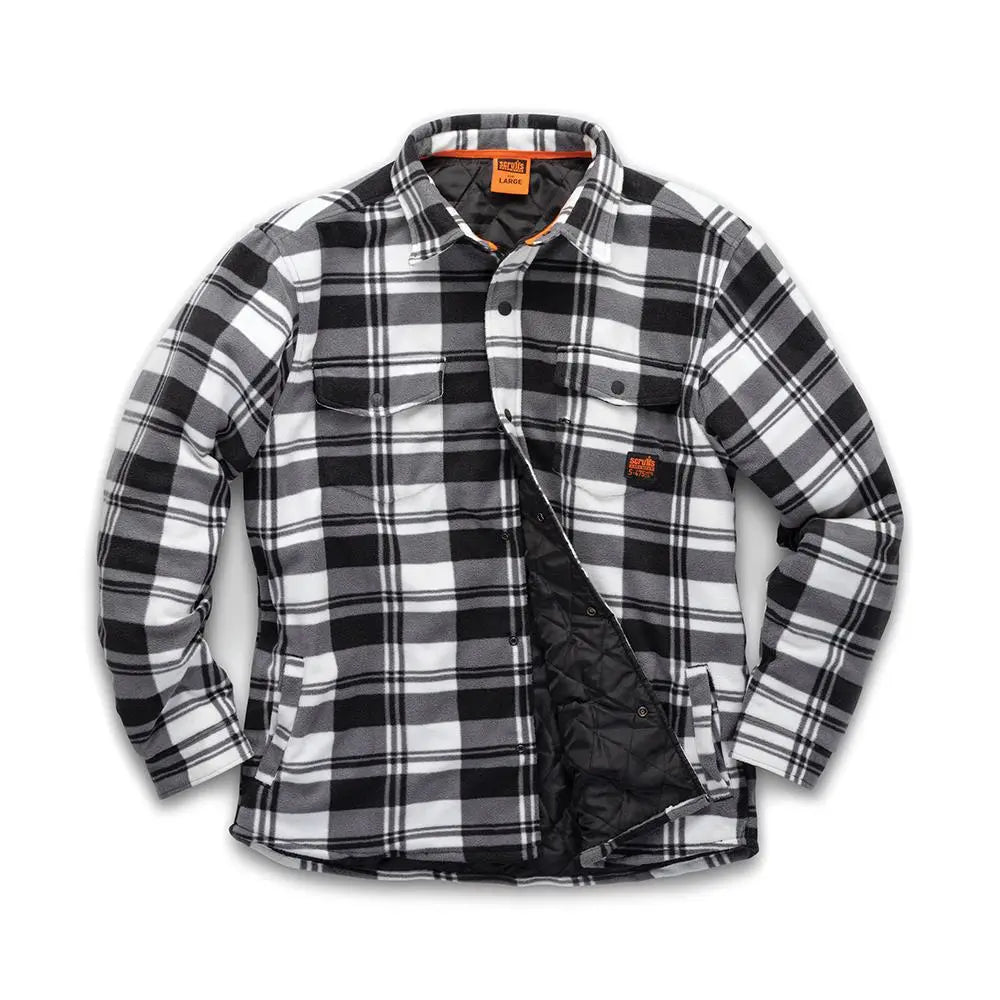 Scruffs Worker Padded Checked Shirt Black / White - Choose Size White Rose Tools