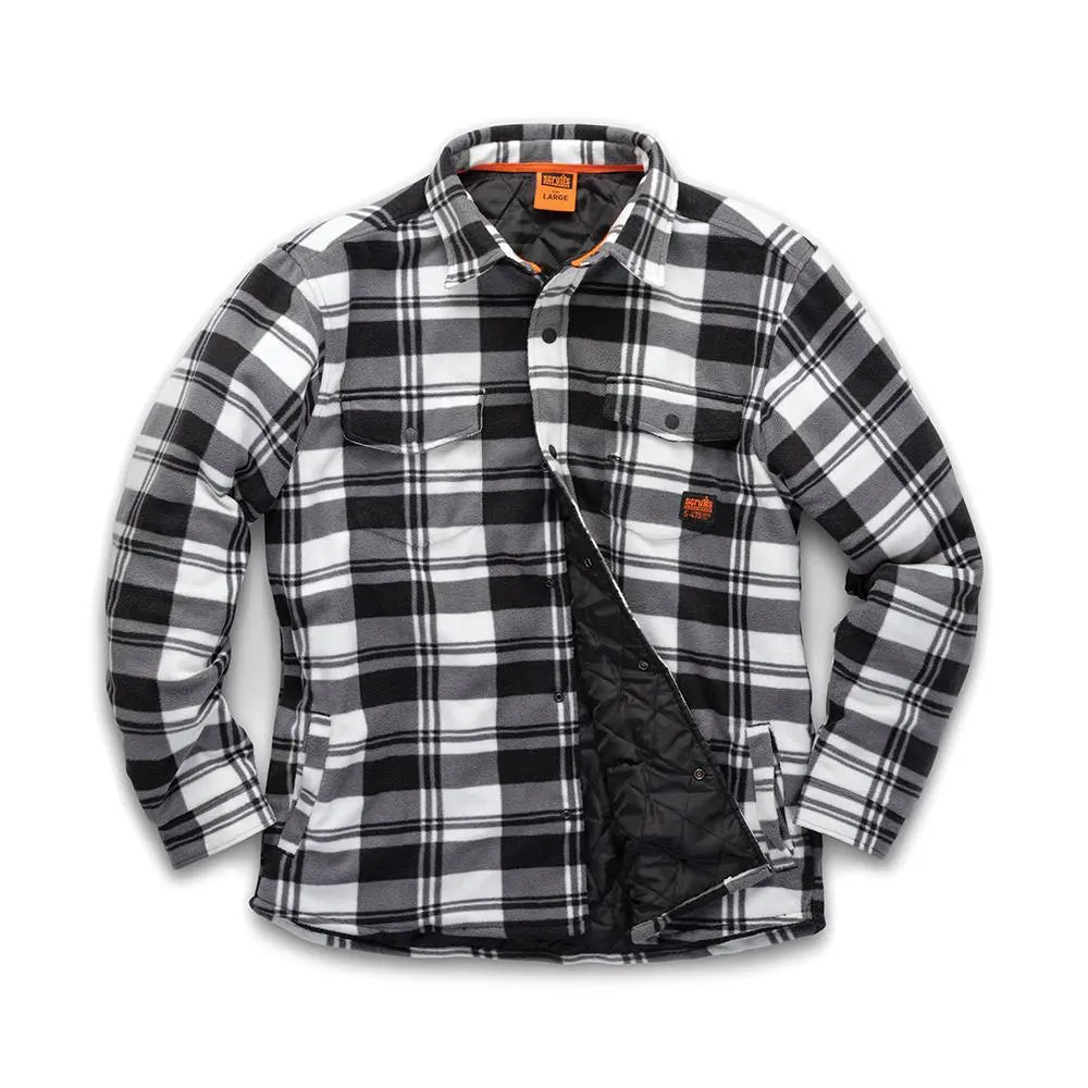 Scruffs Worker Padded Checked Shirt Black / White - Choose Size White Rose Tools