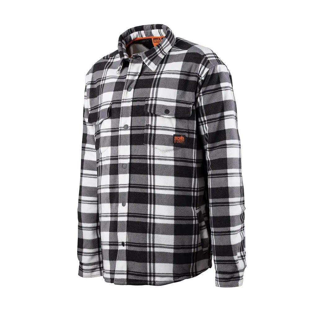 Scruffs Worker Padded Checked Shirt Black / White - Choose Size White Rose Tools