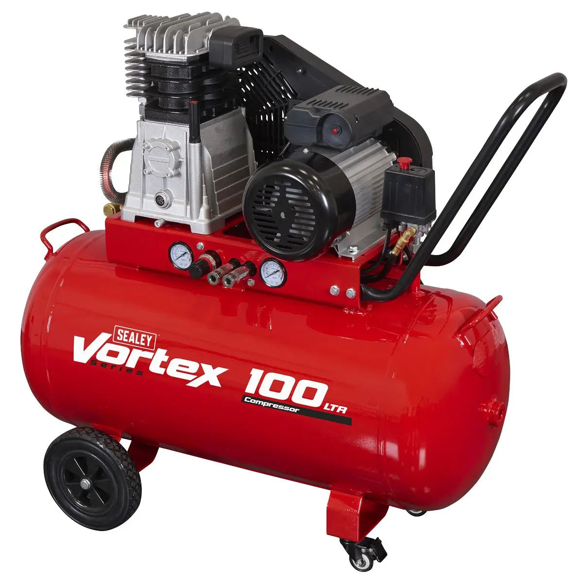 Sealey 100L Belt Drive Air Compressor with Cast Cylinders & Wheels 3hp