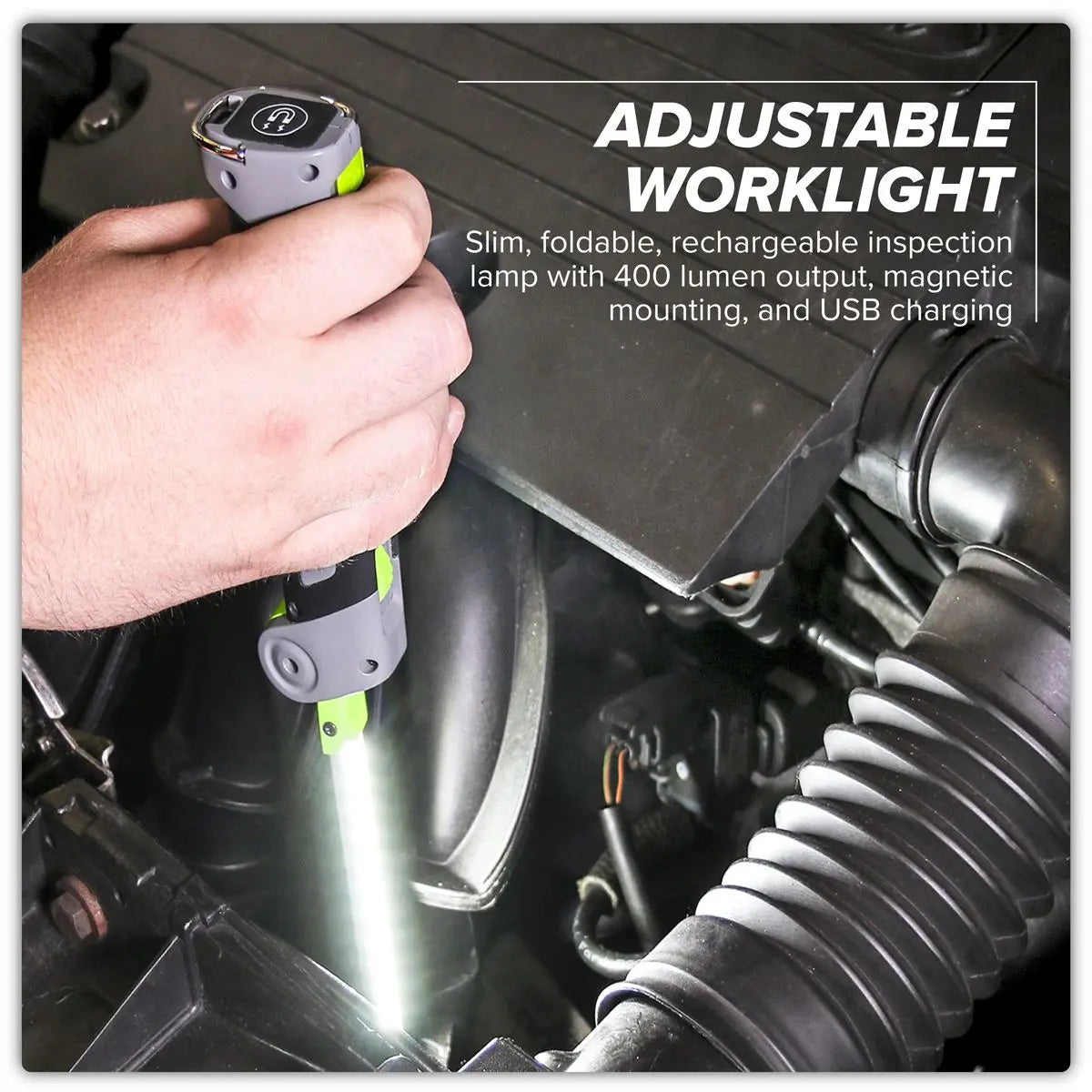 Sealey 12 SMD LED + 1W LED Rechargeable Slim Inspection Lamp Magnetic Base 400 Lumens White Rose Tools