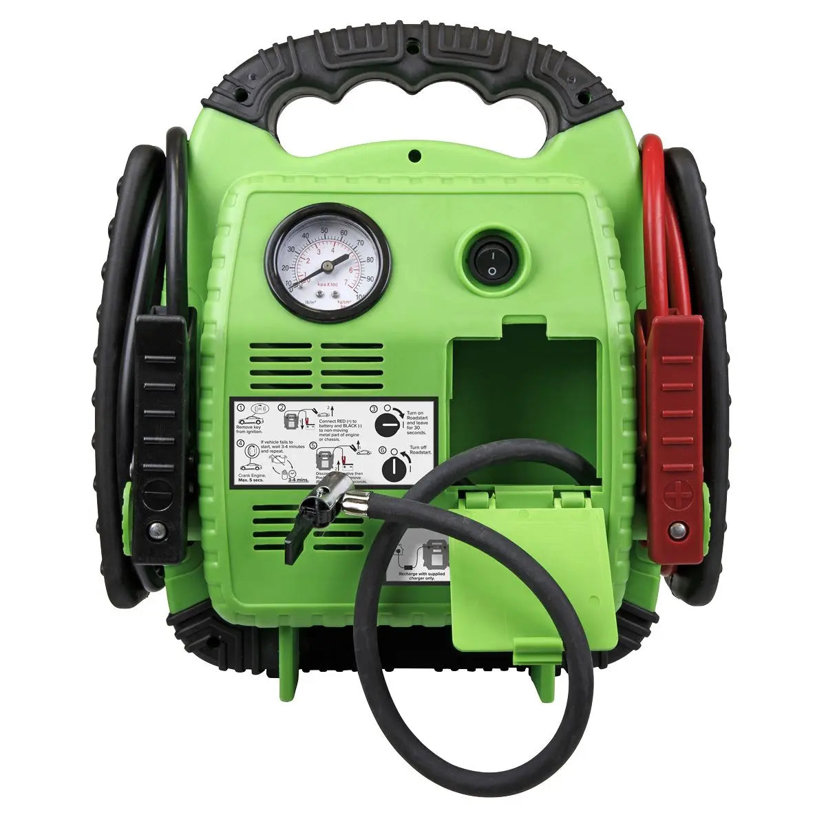 Sealey 12V RoadStart Emergency Power Pack 900 Peak Amps with Air Compressor Hi-Vis