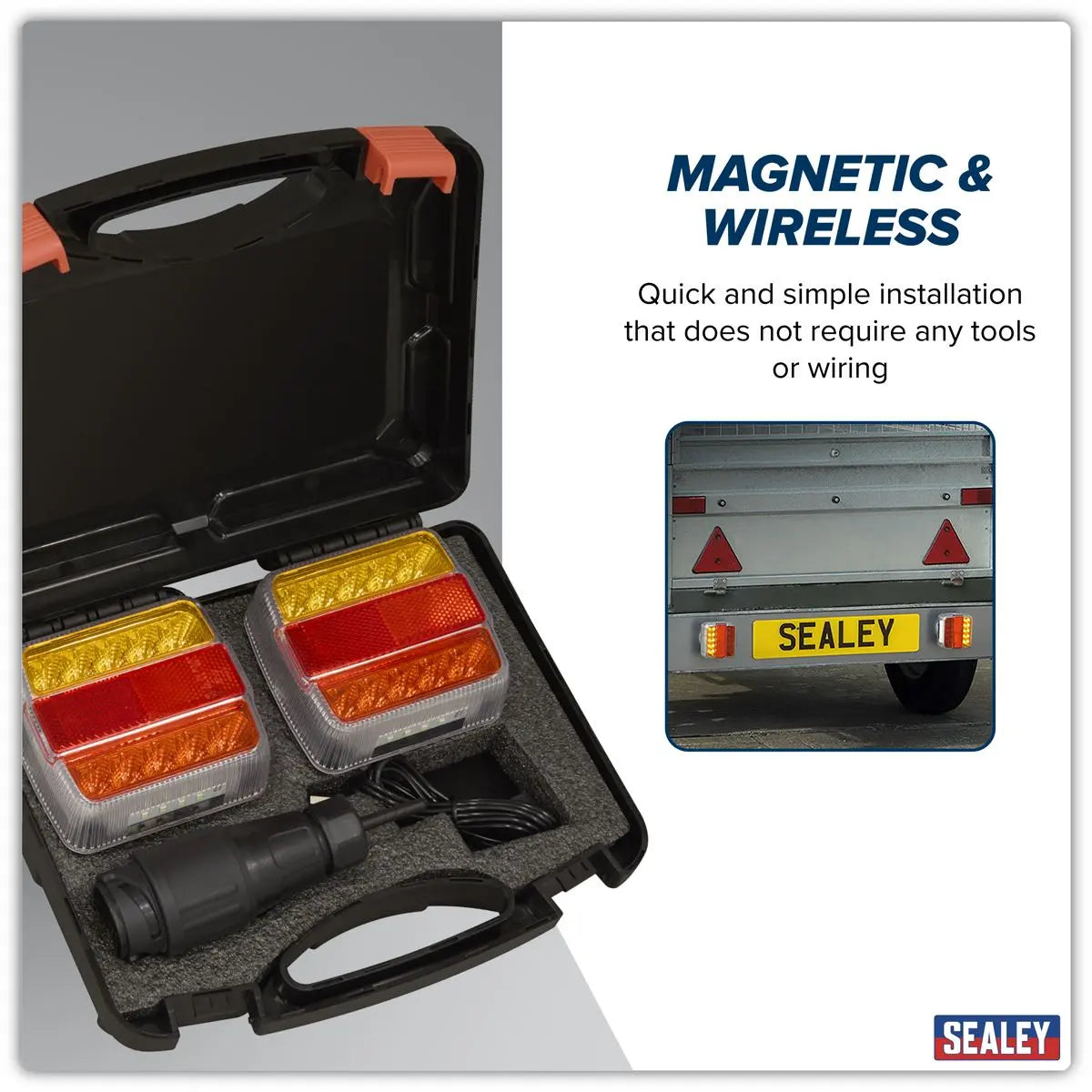 Sealey 13-Pin Wireless SMD LED Trailer Light Set 2pc White Rose Tools