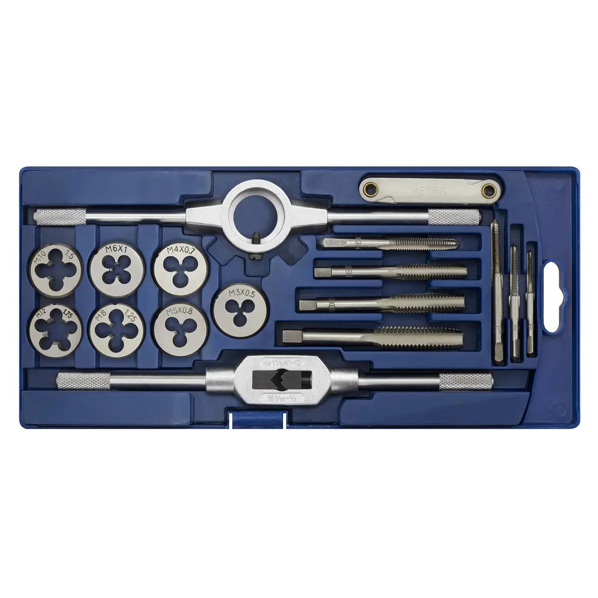 Sealey 17 Piece Metric Tap and Die Set M3-M12 Tap Wrench Die Holder Thread Gauge