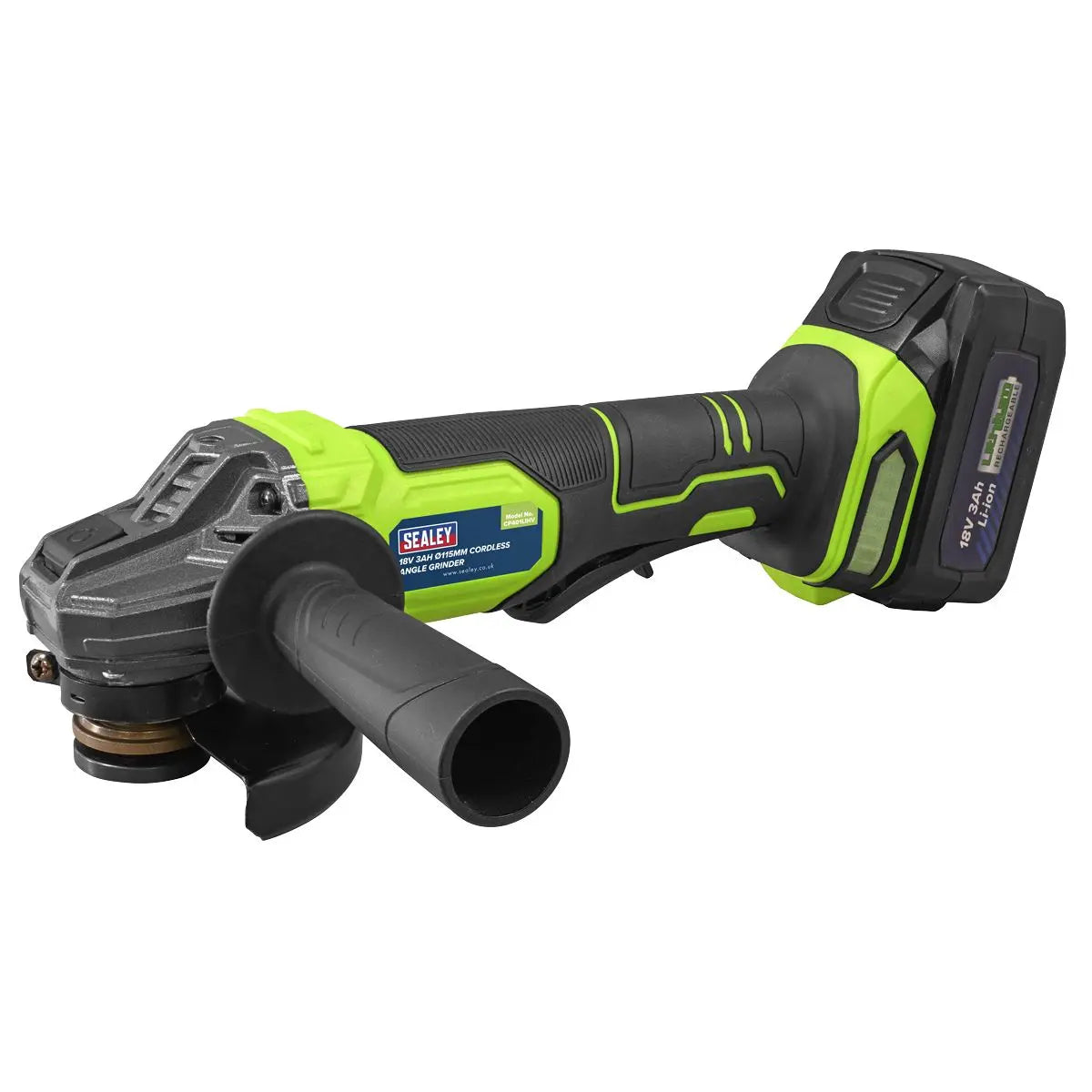 Sealey 18V 3Ah 115mm Cordless Angle Grinder - Green  White Rose Tools