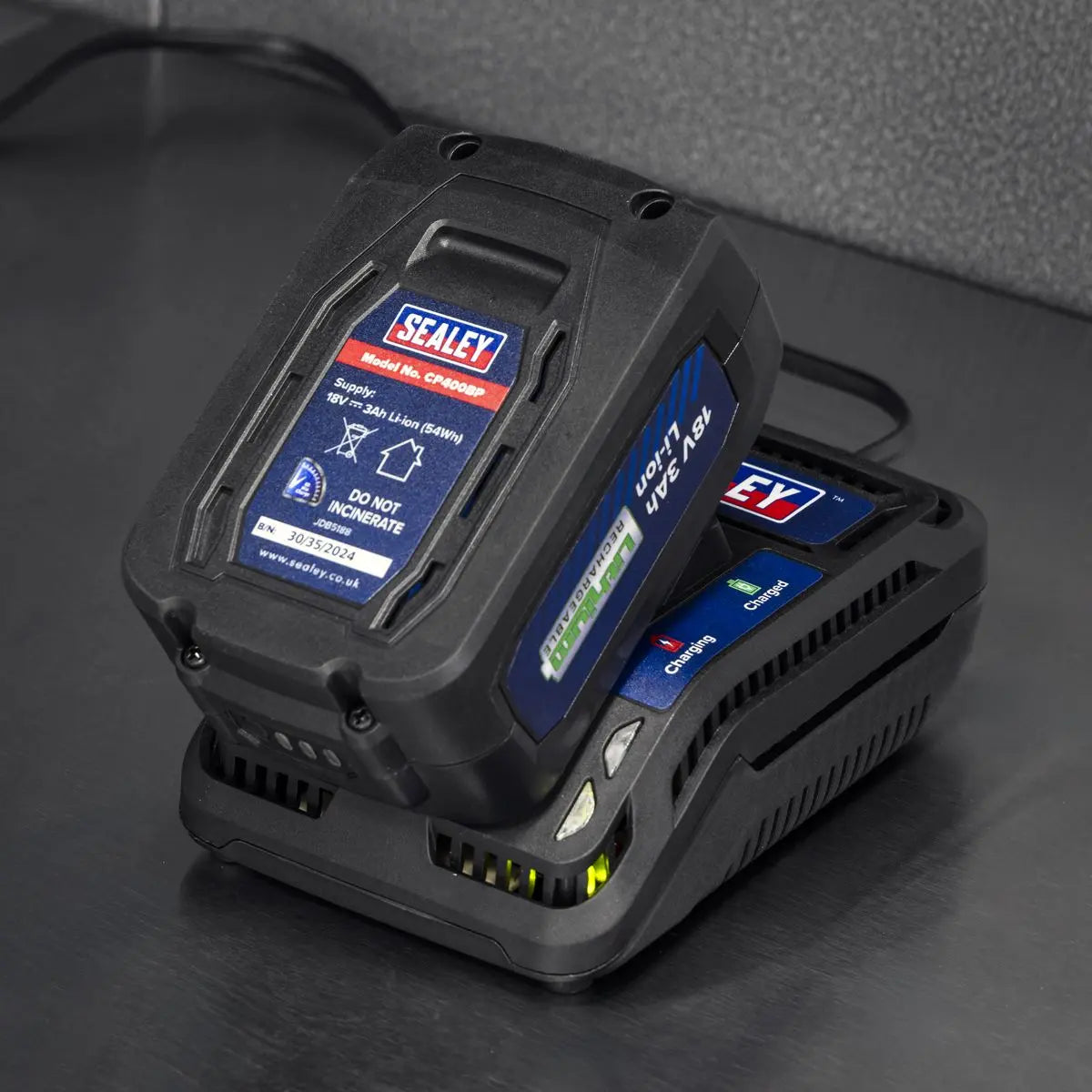 Sealey 18V 3Ah 115mm Cordless Angle Grinder - Red White Rose Tools