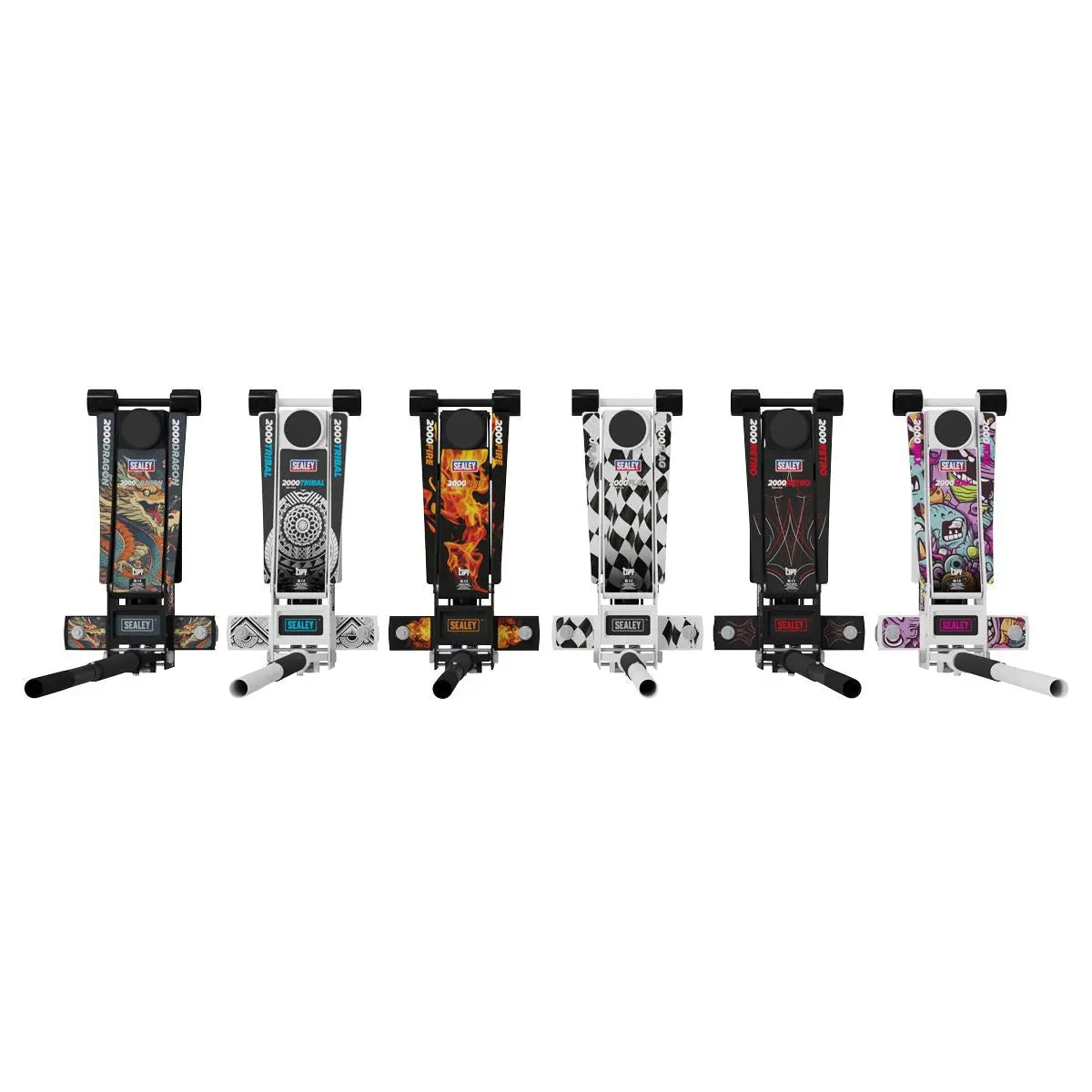 Sealey 2 Tonne Low Entry Profile Trolley Jack Rocket Lift Black 6 Custom Designs  White Rose Tools