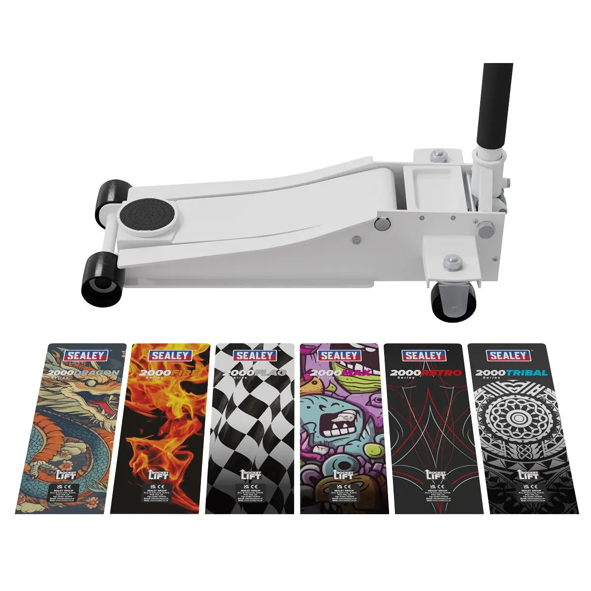 Sealey 2 Tonne Low Entry Profile Trolley Jack Rocket Lift White 6 Custom Designs  White Rose Tools