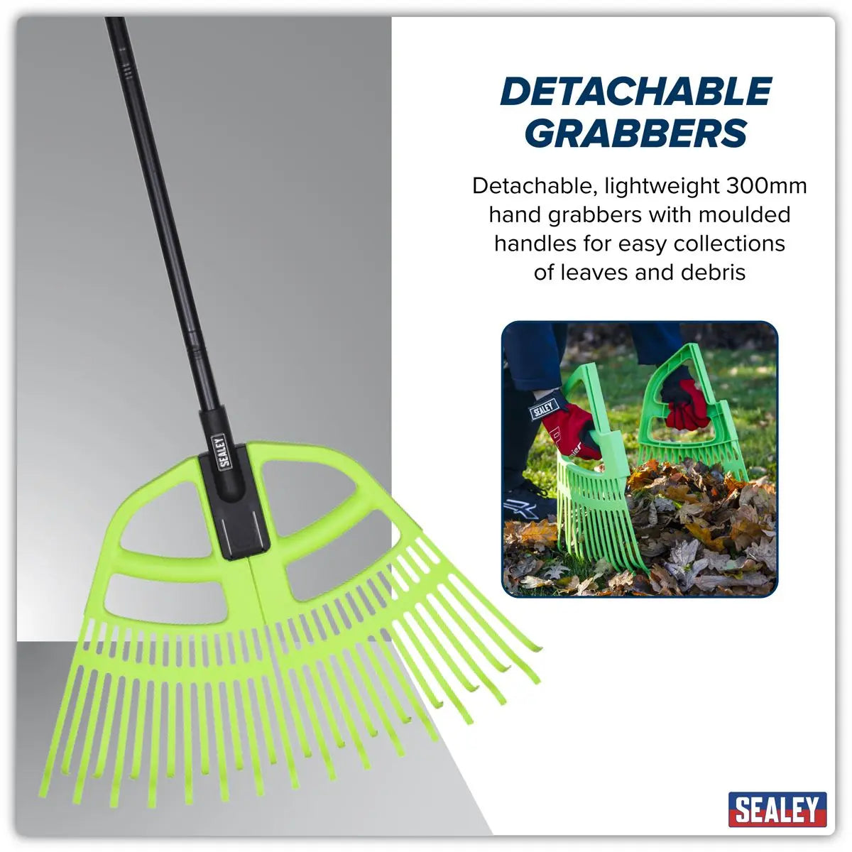 Sealey 2-in-1 Rake & Leaf Grabber White Rose Tools
