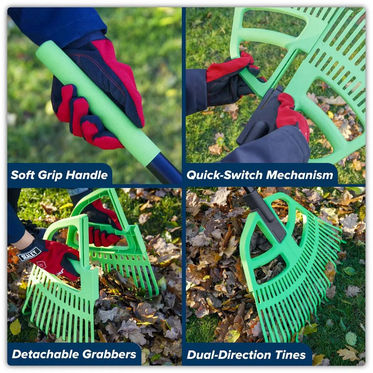 Sealey 2-in-1 Rake & Leaf Grabber White Rose Tools