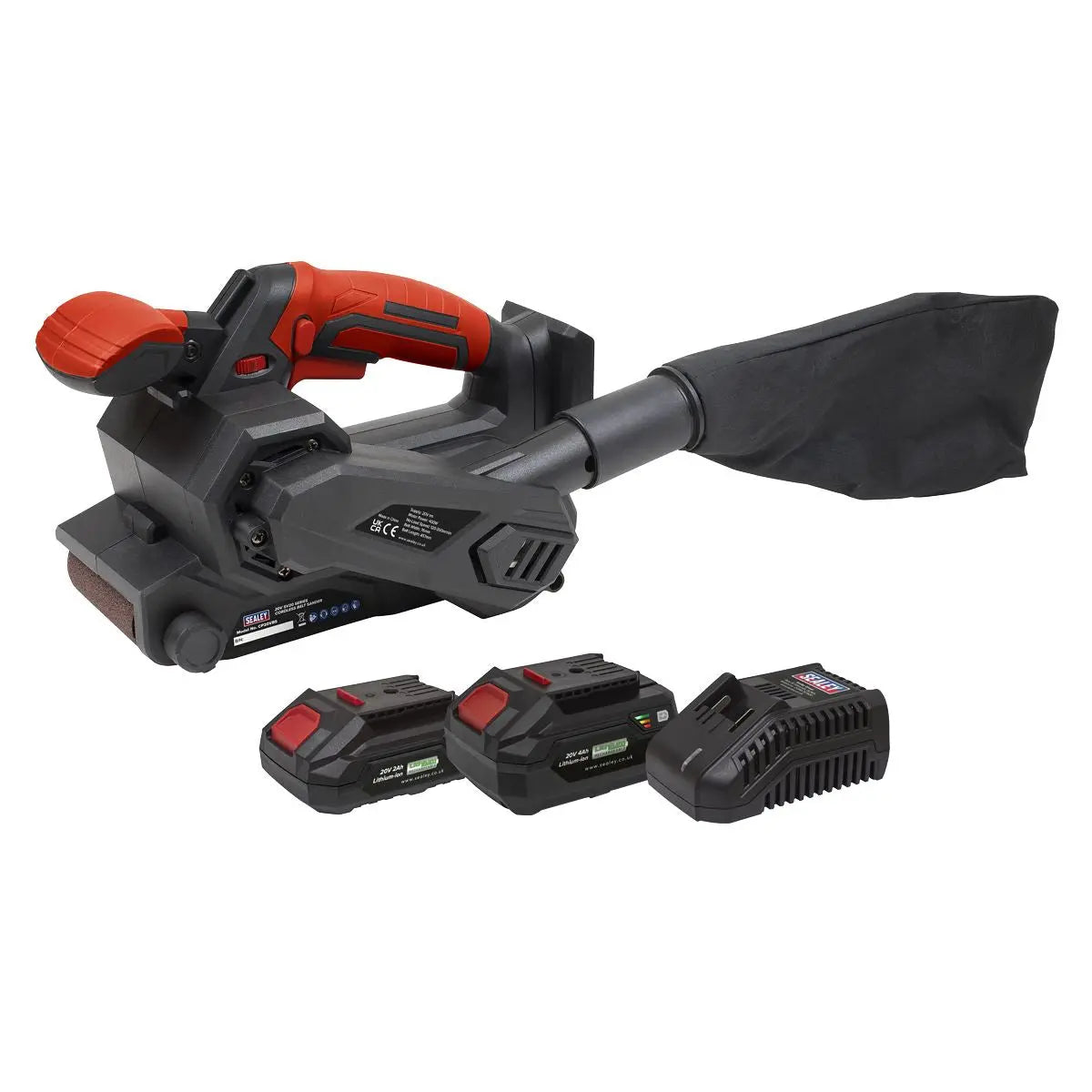 Sealey 20V SV20 Series Cordless Belt Sander Kit - 2 Batteries White Rose Tools