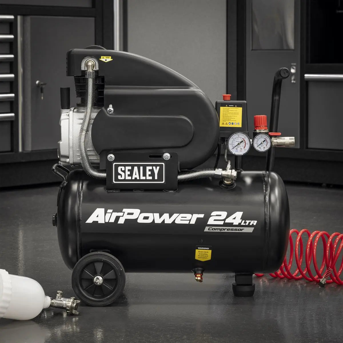 Sealey 24L Direct Drive Air Compressor 2hp with 4pc Air Accessory Kit