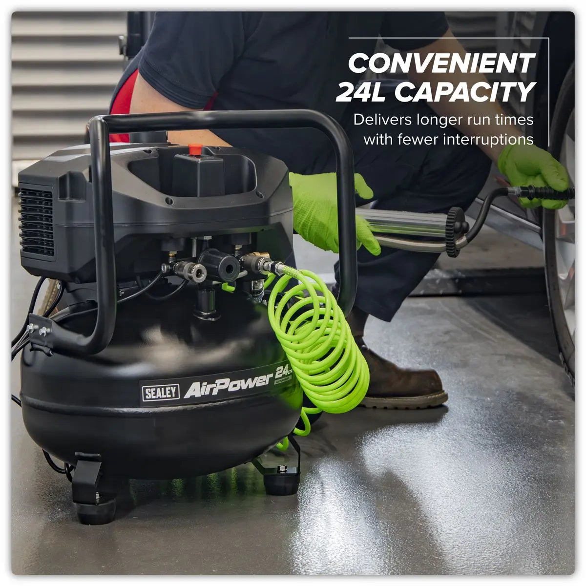 Sealey 24L Oil Free Belt Drive Vertical Compressor 2hp White Rose Tools