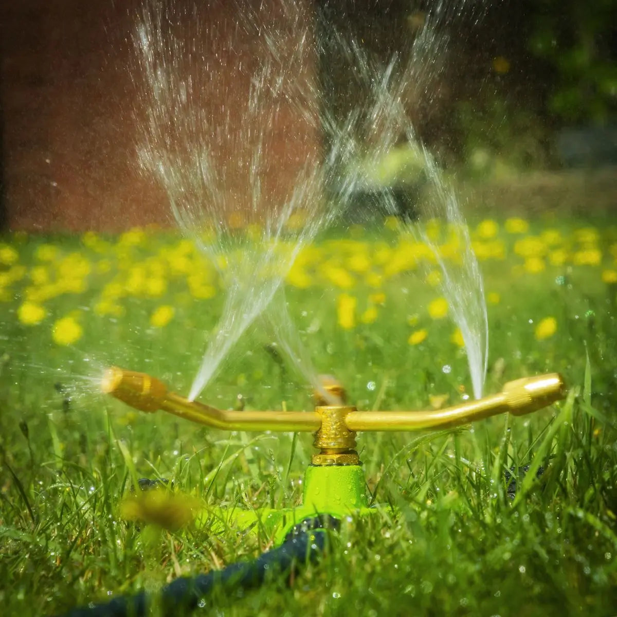 Sealey 3-Arm Brass Sprinkler with Metal Wheeled Base  White Rose Tools