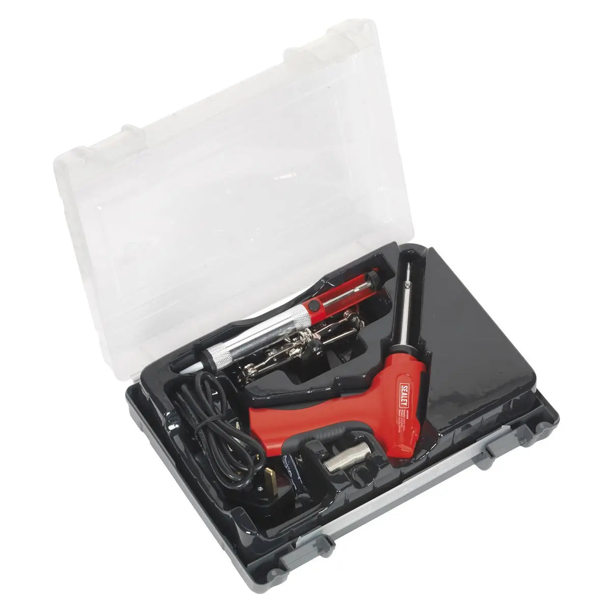 Sealey 30/100W Professional Soldering Iron Kit Solder Wire Sucker Sponge