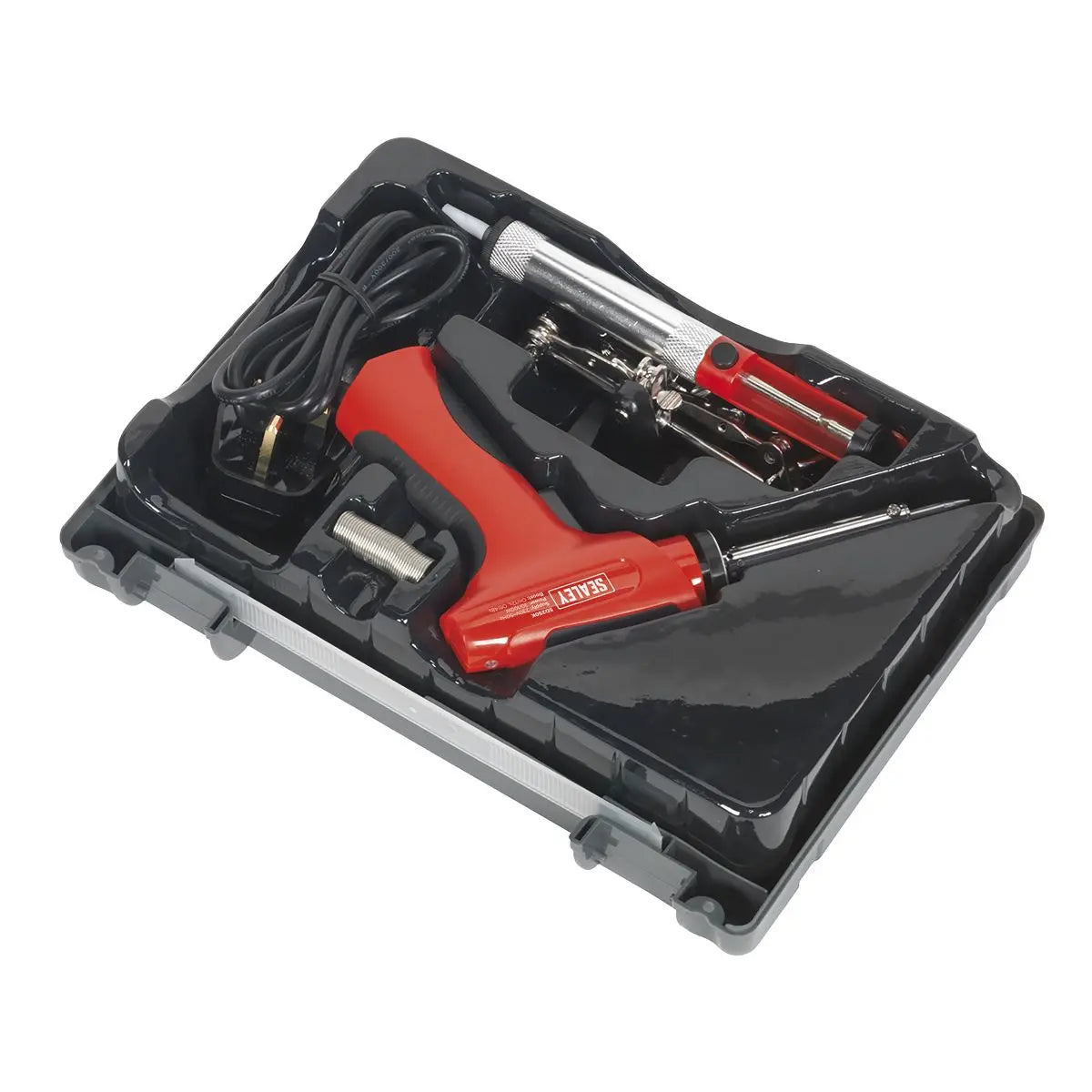 Sealey 30/100W Professional Soldering Iron Kit Solder Wire Sucker Sponge