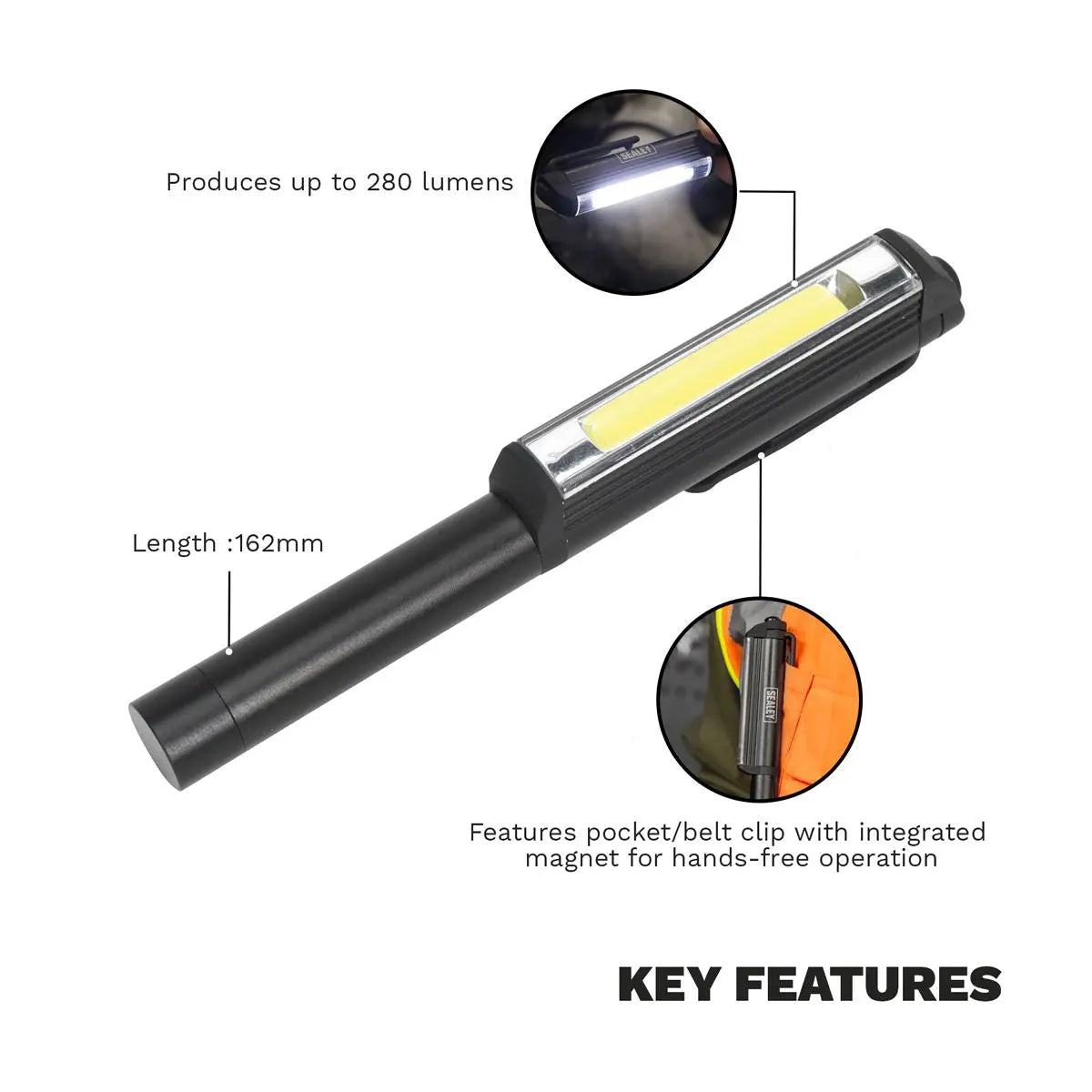 Sealey 3W COB LED Aluminium Pen Light 280 Lumens