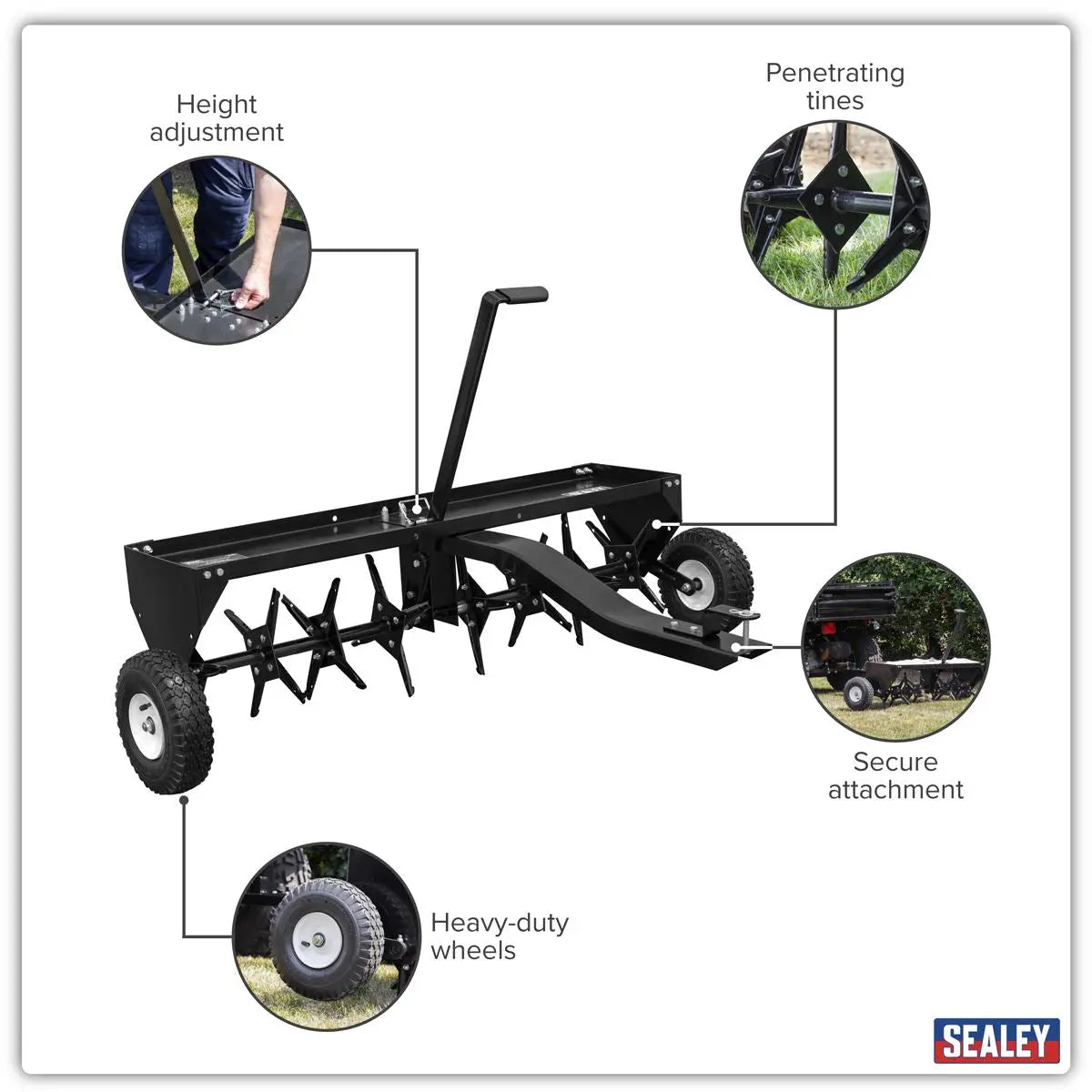 Sealey 48"Tow Behind Plug Aerator White Rose Tools