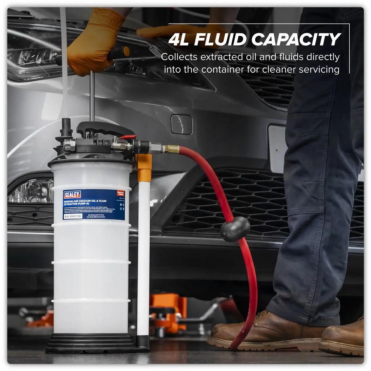 Sealey 4L Manual/Air Vacuum Oil & Fluid Extractor Pump White Rose Tools