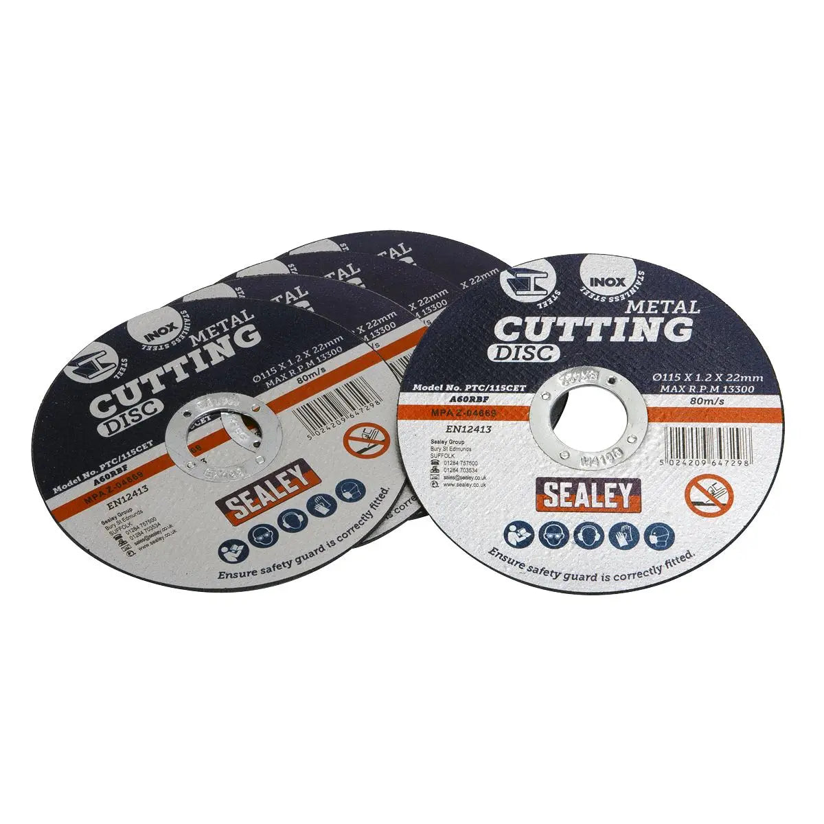 Sealey 5 Piece 115 x 1.2mm Cutting Disc 22mm Bore