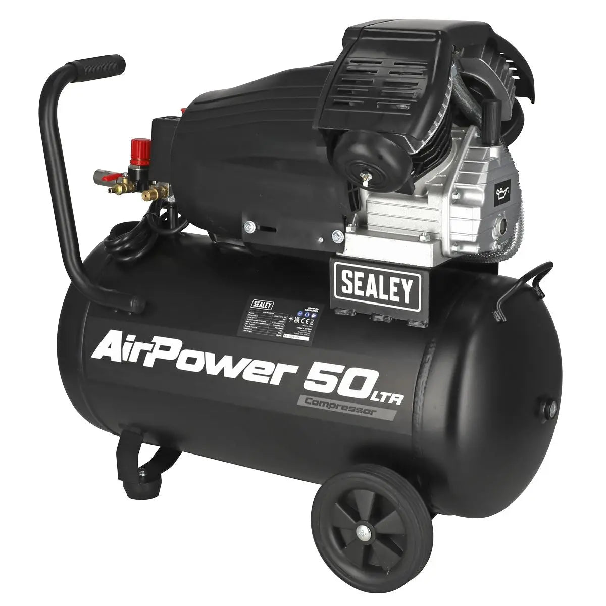Sealey 50L V-Twin Direct Drive Air Compressor 3hp  White Rose Tools