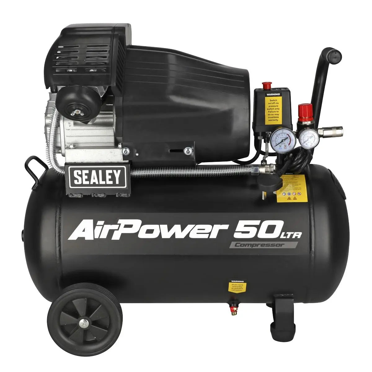 Sealey 50L V-Twin Direct Drive Air Compressor 3hp  White Rose Tools