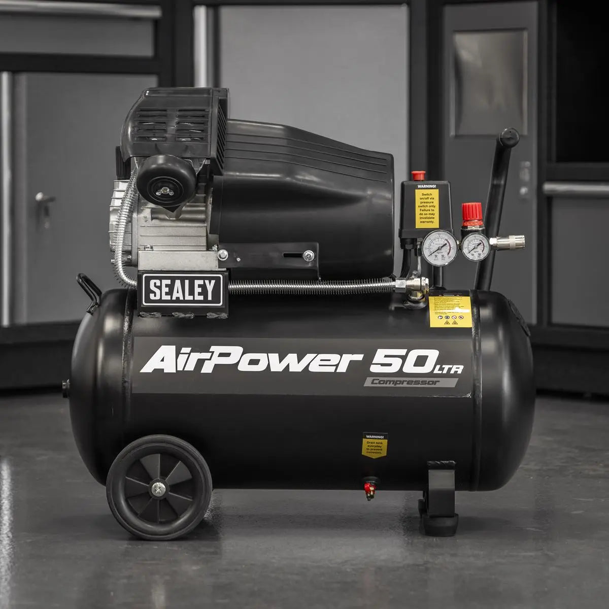 Sealey 50L V-Twin Direct Drive Air Compressor 3hp  White Rose Tools