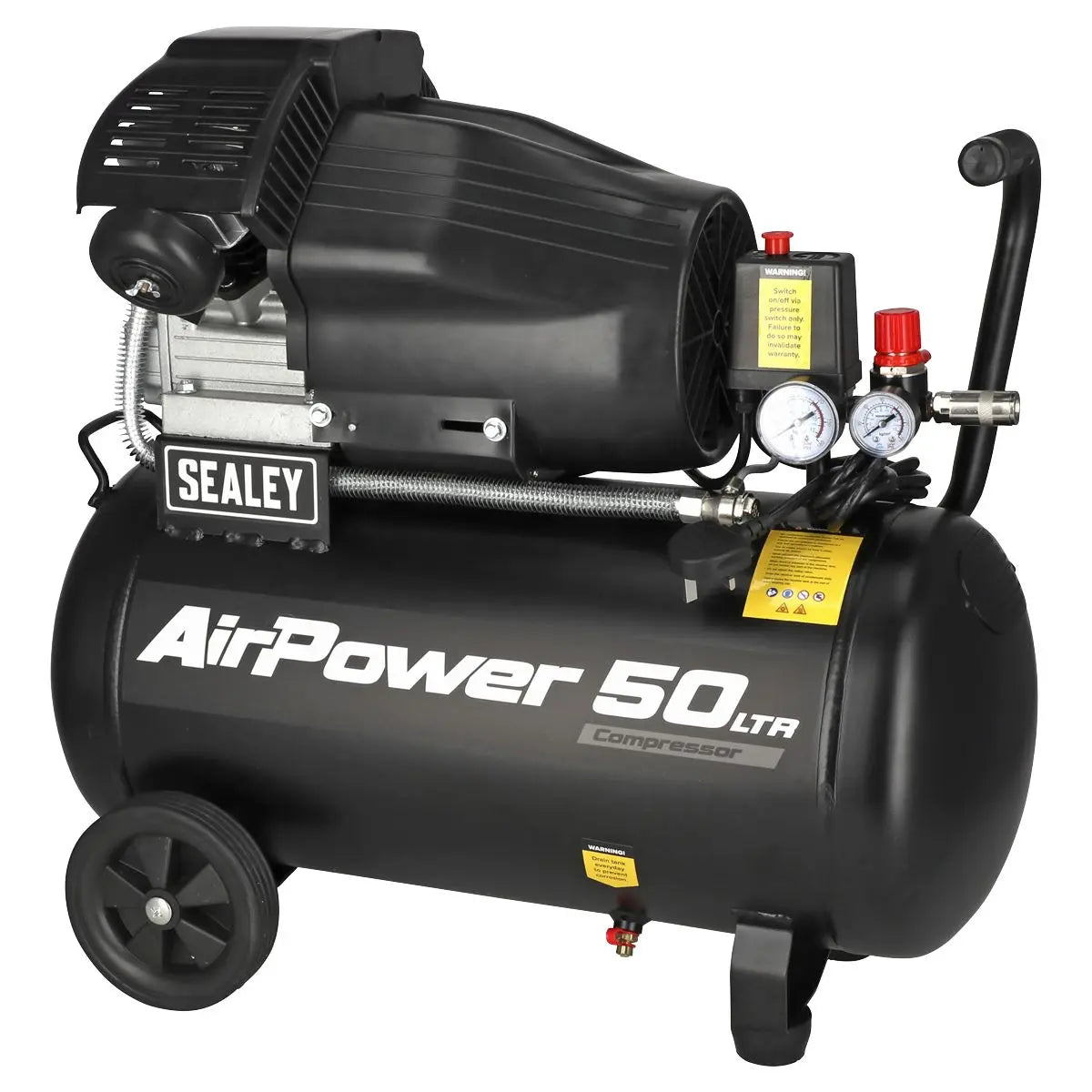 Sealey 50L V-Twin Direct Drive Air Compressor 3hp  White Rose Tools