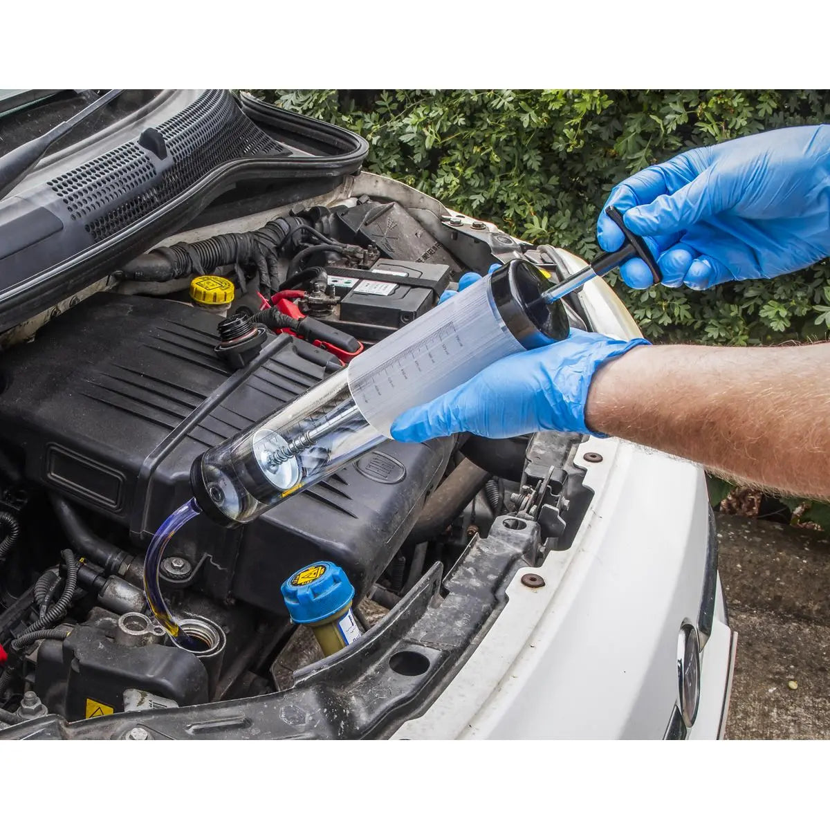 Sealey 550ml Oil Suction Syringe Remover T-Bar Plunger 10mm Bore Hose