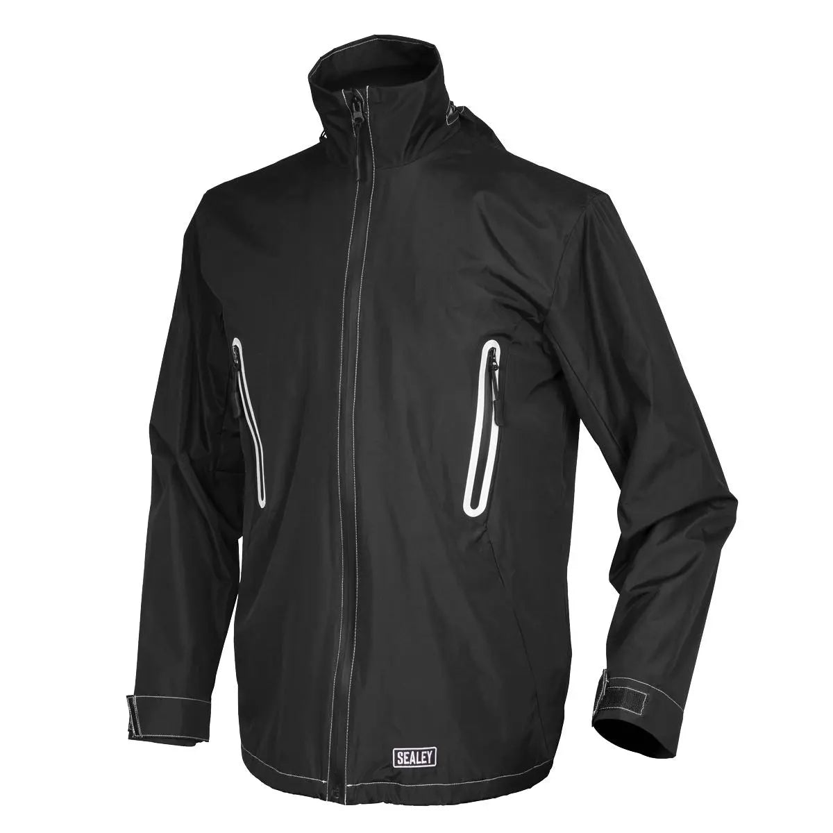 Sealey 5V Heated Rain Jacket with Power Bank 20Ah - Medium White Rose Tools