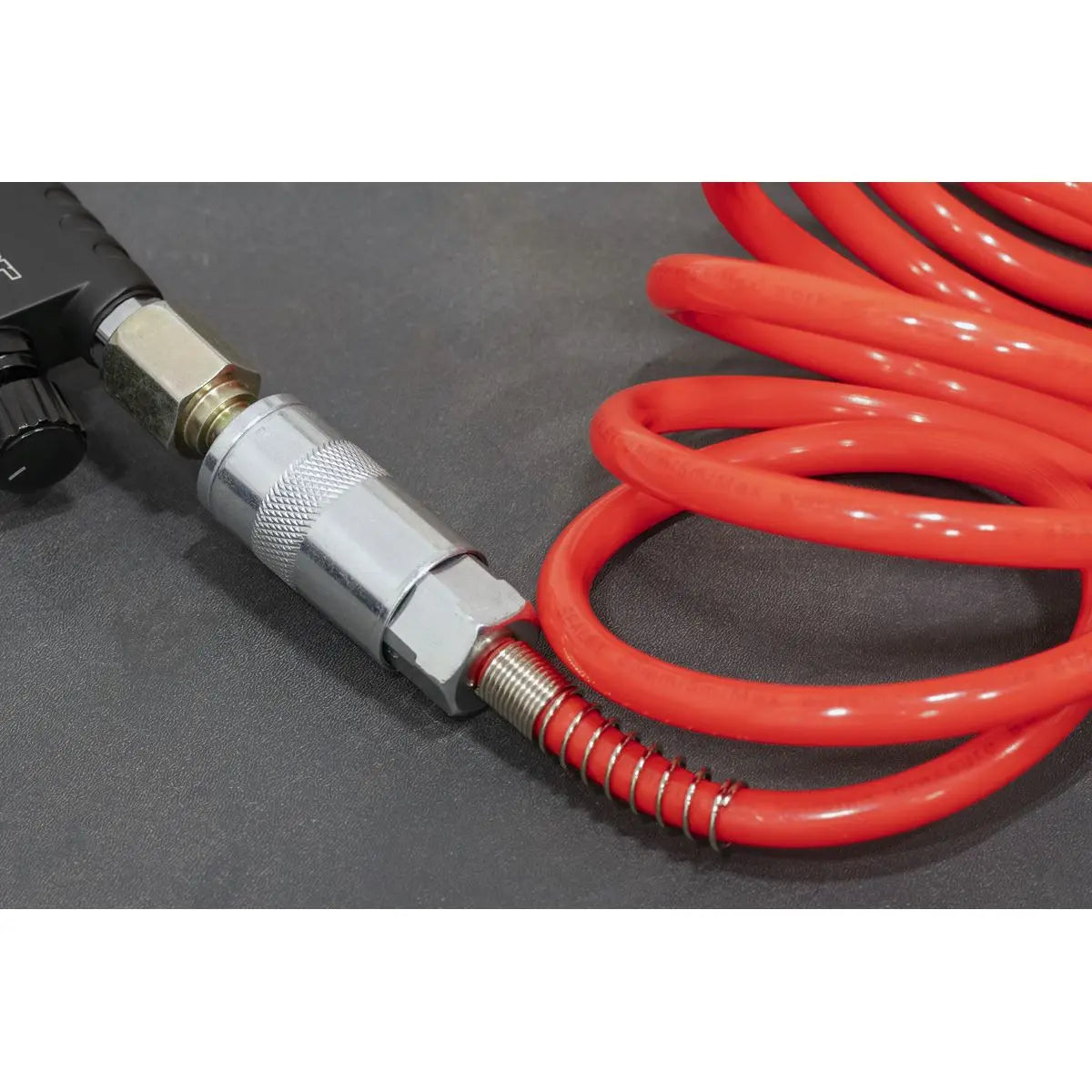 Sealey 5m Coiled Air Hose Quick Release 5mm Diameter Fittings Couplings