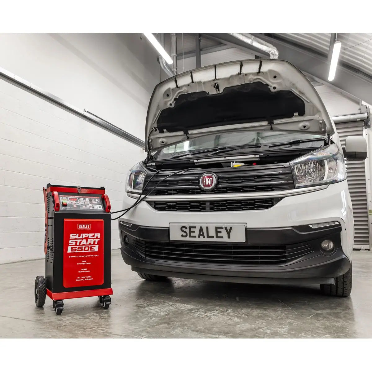 Sealey 6/12/24V Battery Starter/Charger 550A White Rose Tools