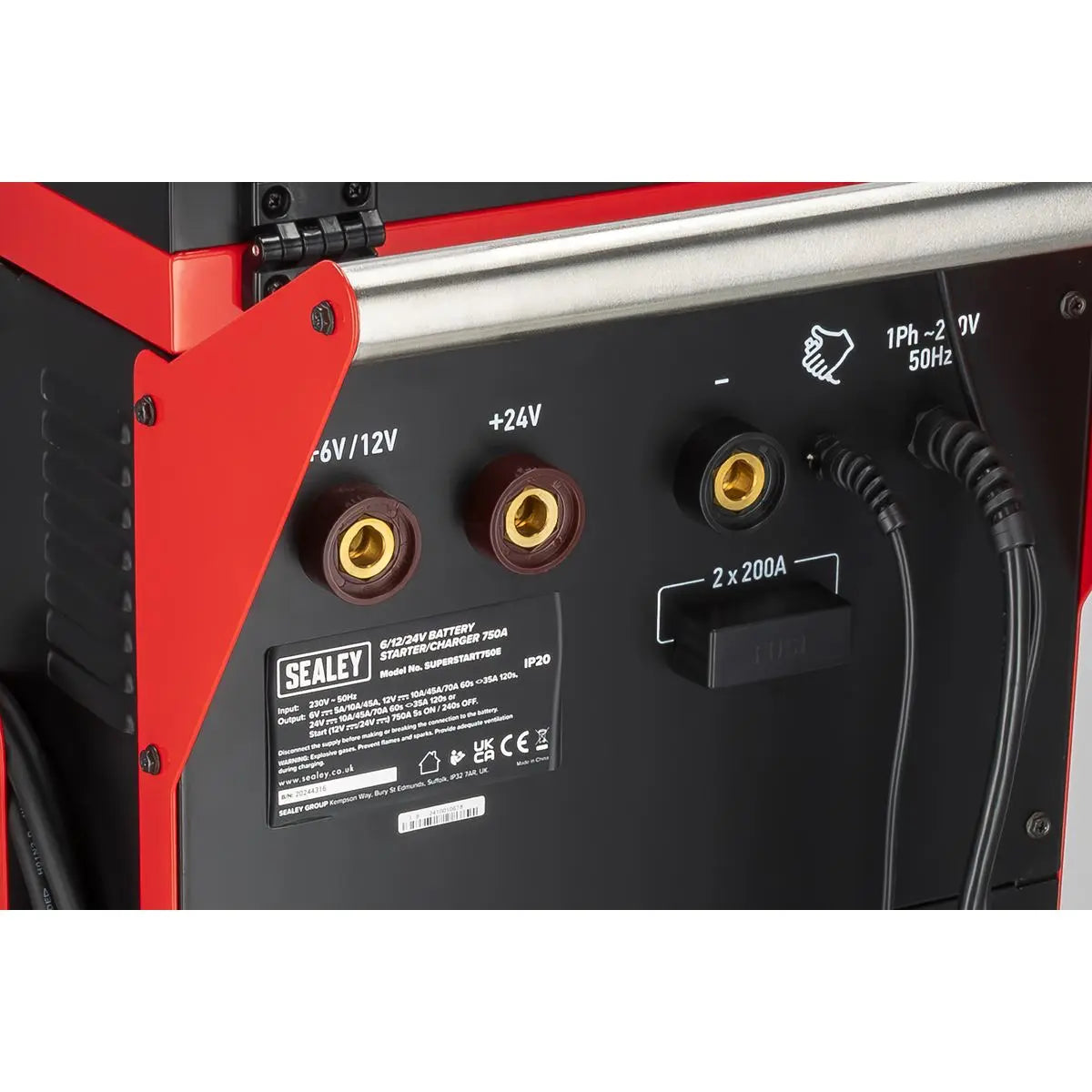 Sealey 6/12/24V Battery Starter/Charger 750A White Rose Tools