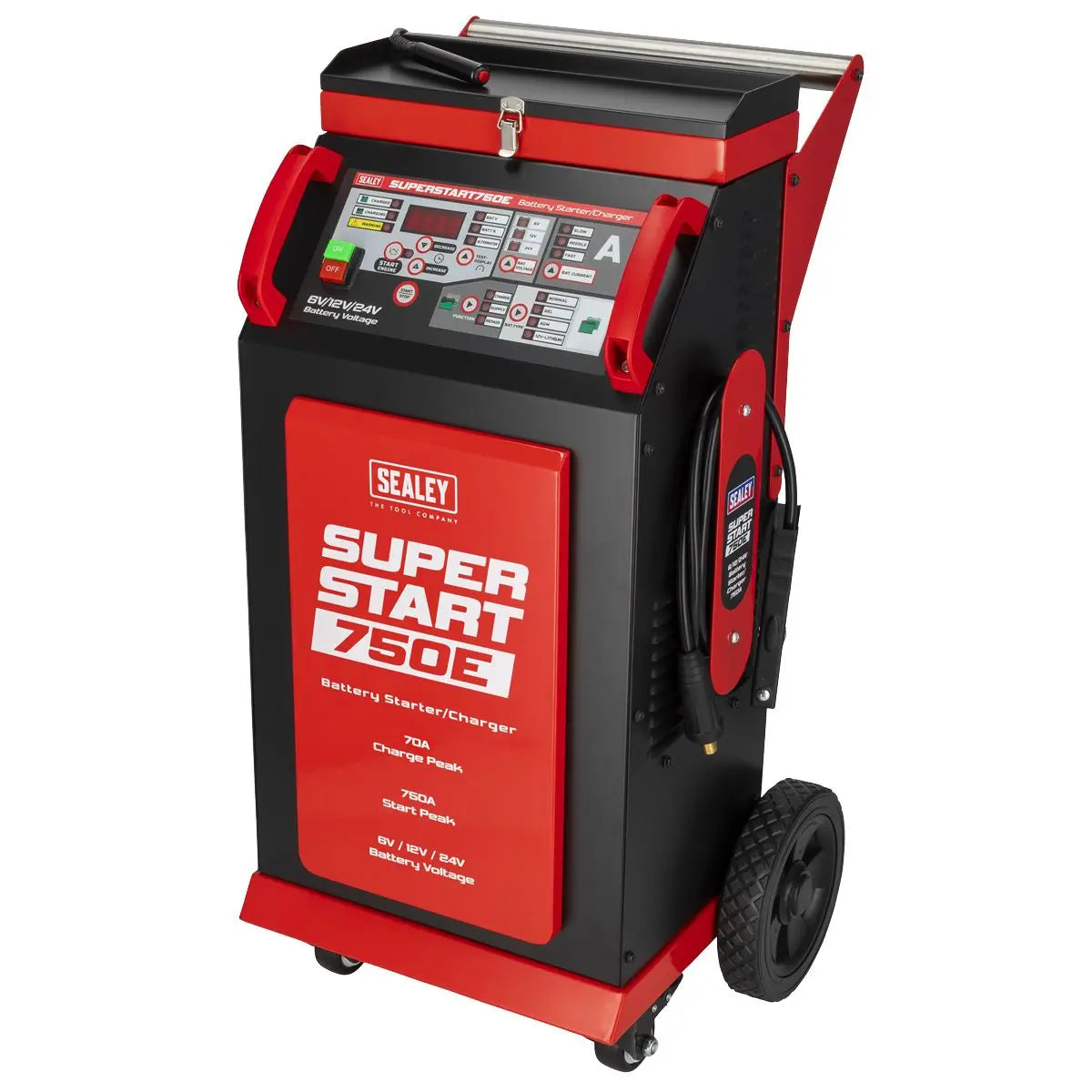 Sealey 6/12/24V Battery Starter/Charger 750A White Rose Tools