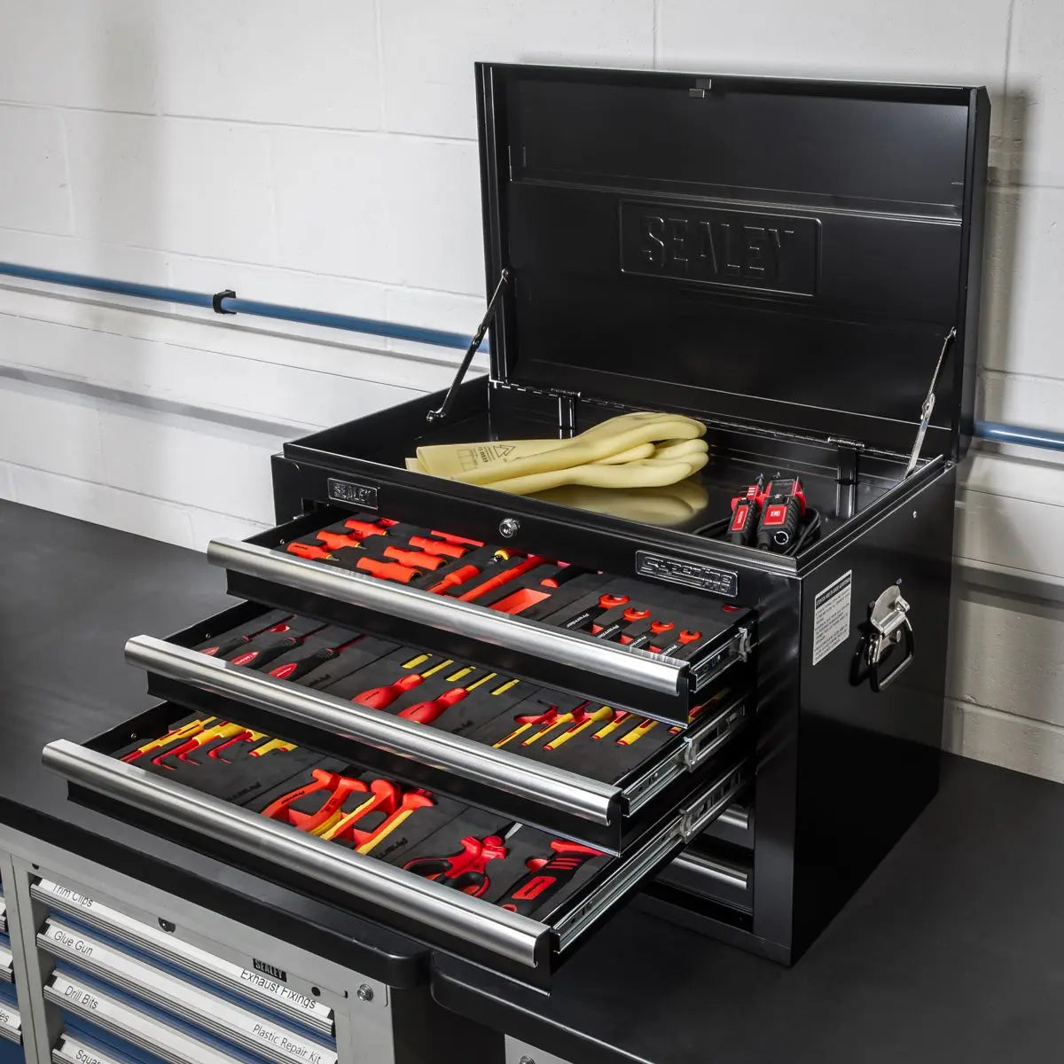 Sealey 63pc Insulated Tool Kit with 5 Drawer Topchest  White Rose Tools