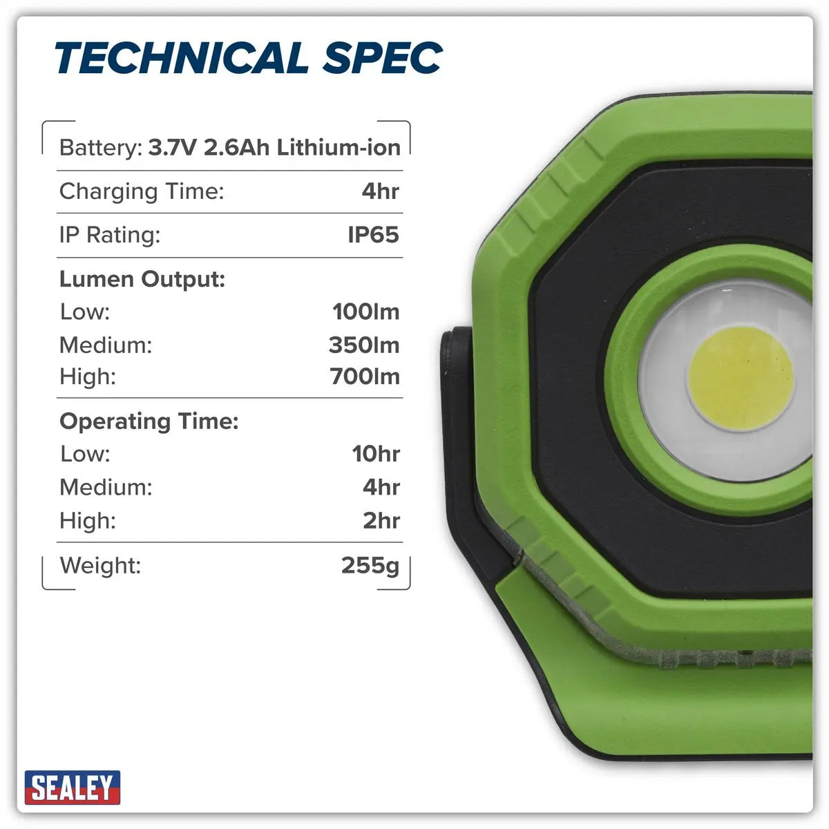 Sealey 7W COB LED 360° Rechargeable Pocket Floodlight with Magnet 700 Lumens  White Rose Tools