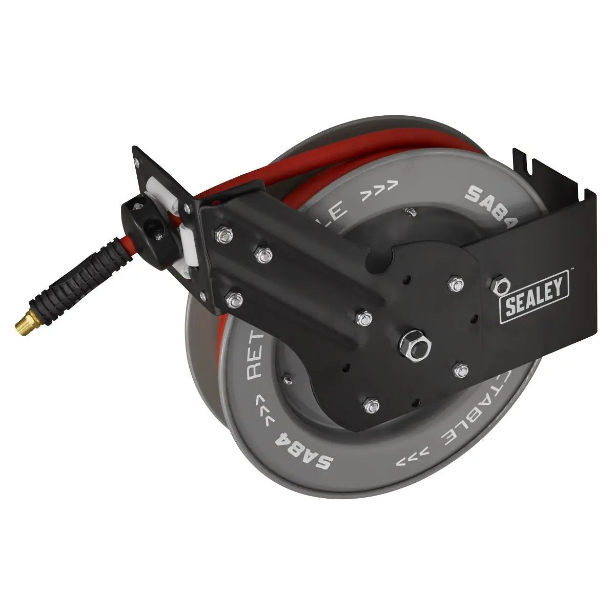 Sealey 8m Retractable Rubber Air Hose with Steel Reel 10mm ID White Rose Tools