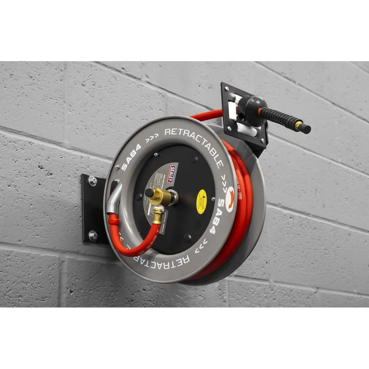 Sealey 8m Retractable Rubber Air Hose with Steel Reel 10mm ID White Rose Tools