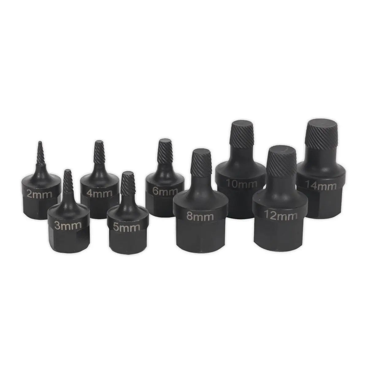 Sealey 9 Piece 2-14mm Stud Extractor Set Socket Set 3/8" & 1/2" Drive