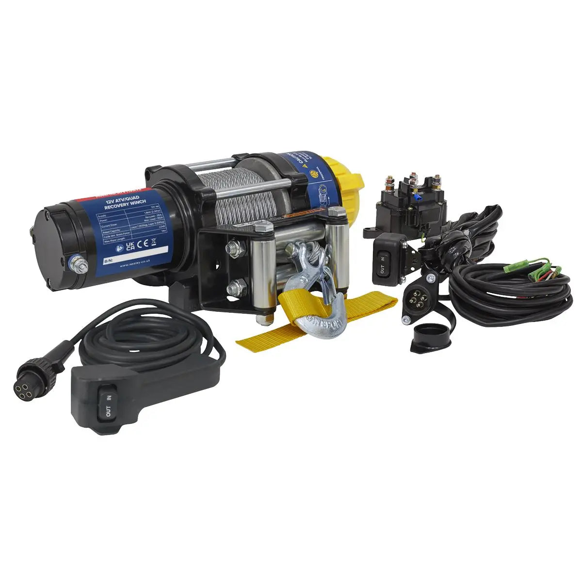 Sealey ATV/Quad Recovery Winch 1135kg (2500lb) Line Pull 12V White Rose Tools