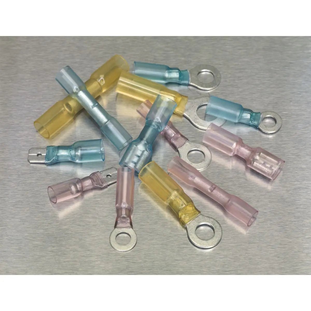 Sealey Adhesive Lined Heat Shrink Terminal Assortment 142pc Blue, Red & Yellow