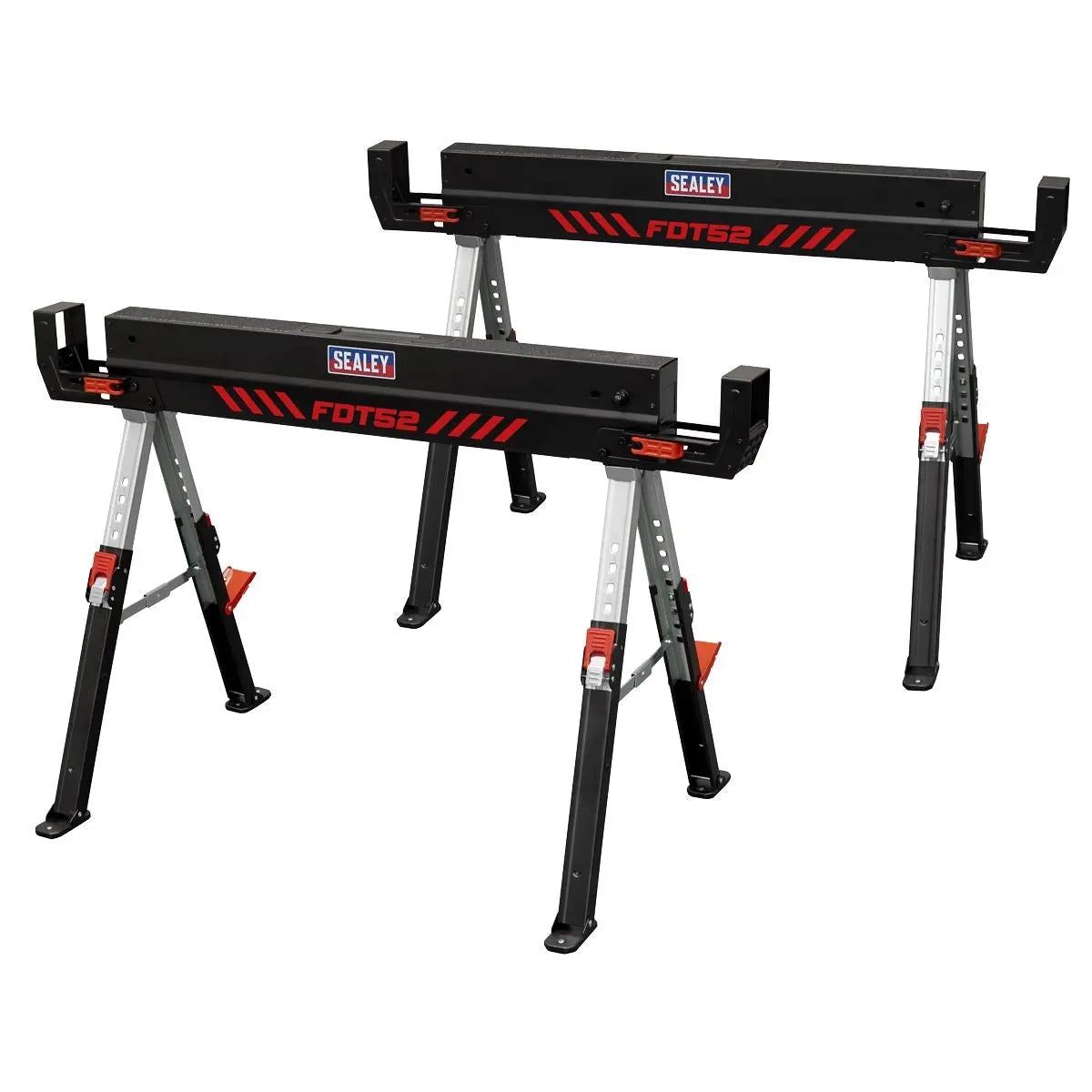 Sealey Adjustable Sawhorse Set 2pc White Rose Tools