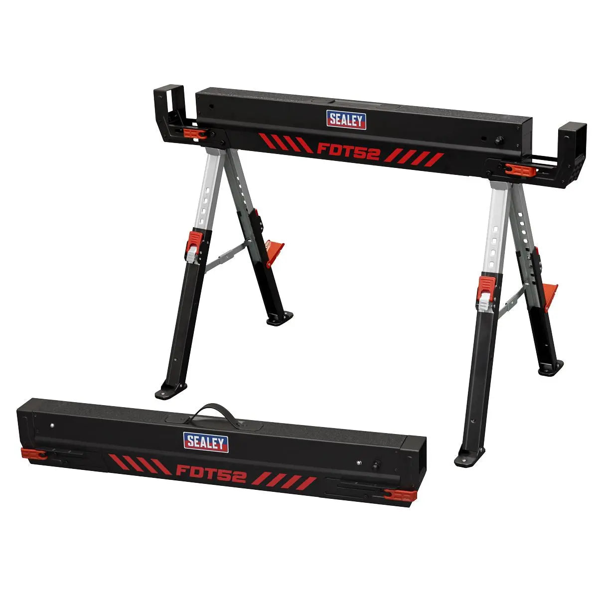 Sealey Adjustable Sawhorse Set 2pc White Rose Tools