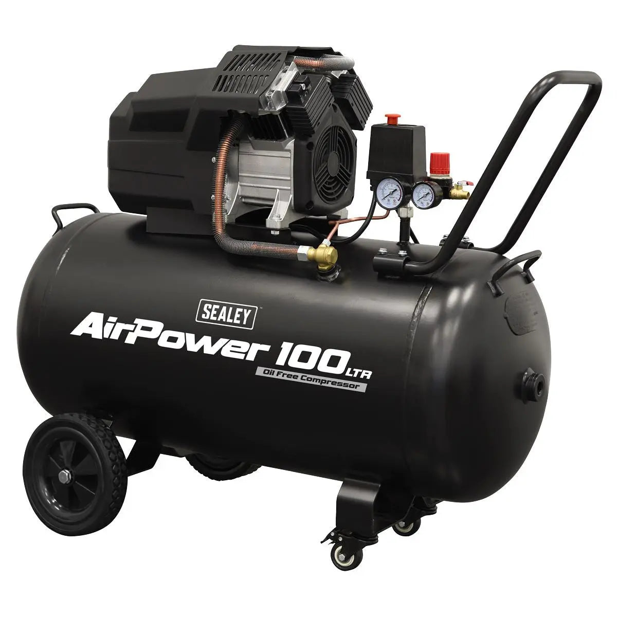 Sealey Air Compressor 100L V-Twin Oil Free Direct Drive 3hp White Rose Tools