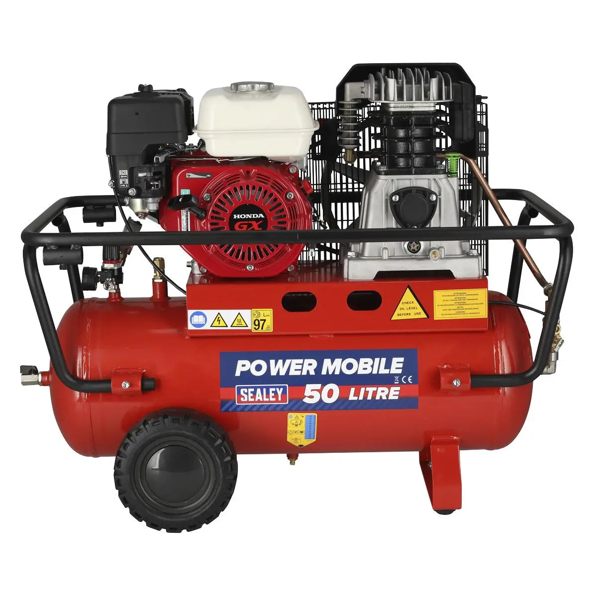 Sealey Air Compressor 50L Belt Drive Petrol Engine 5.5hp