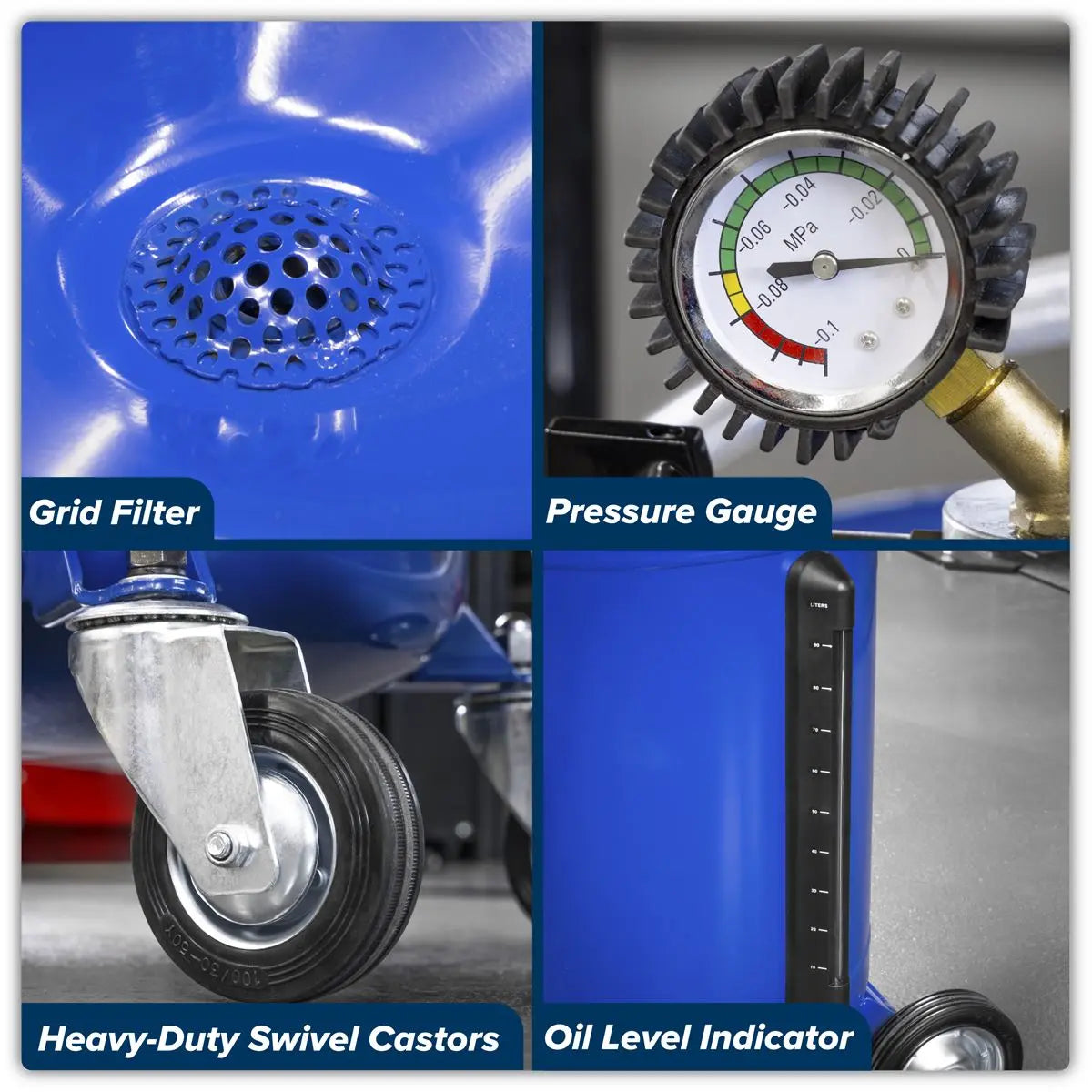 Sealey Air Discharge Mobile Oil Drainer with Probes 90L White Rose Tools