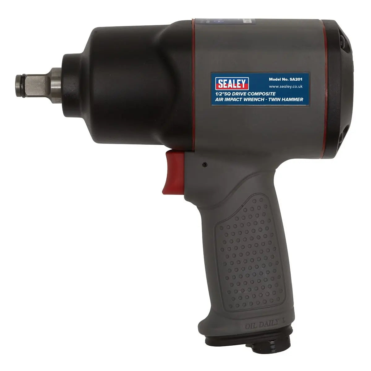Sealey Air Impact Wrench 1/2" Drive Composite Twin Hammer Wheel Buzz Gun 610Nm