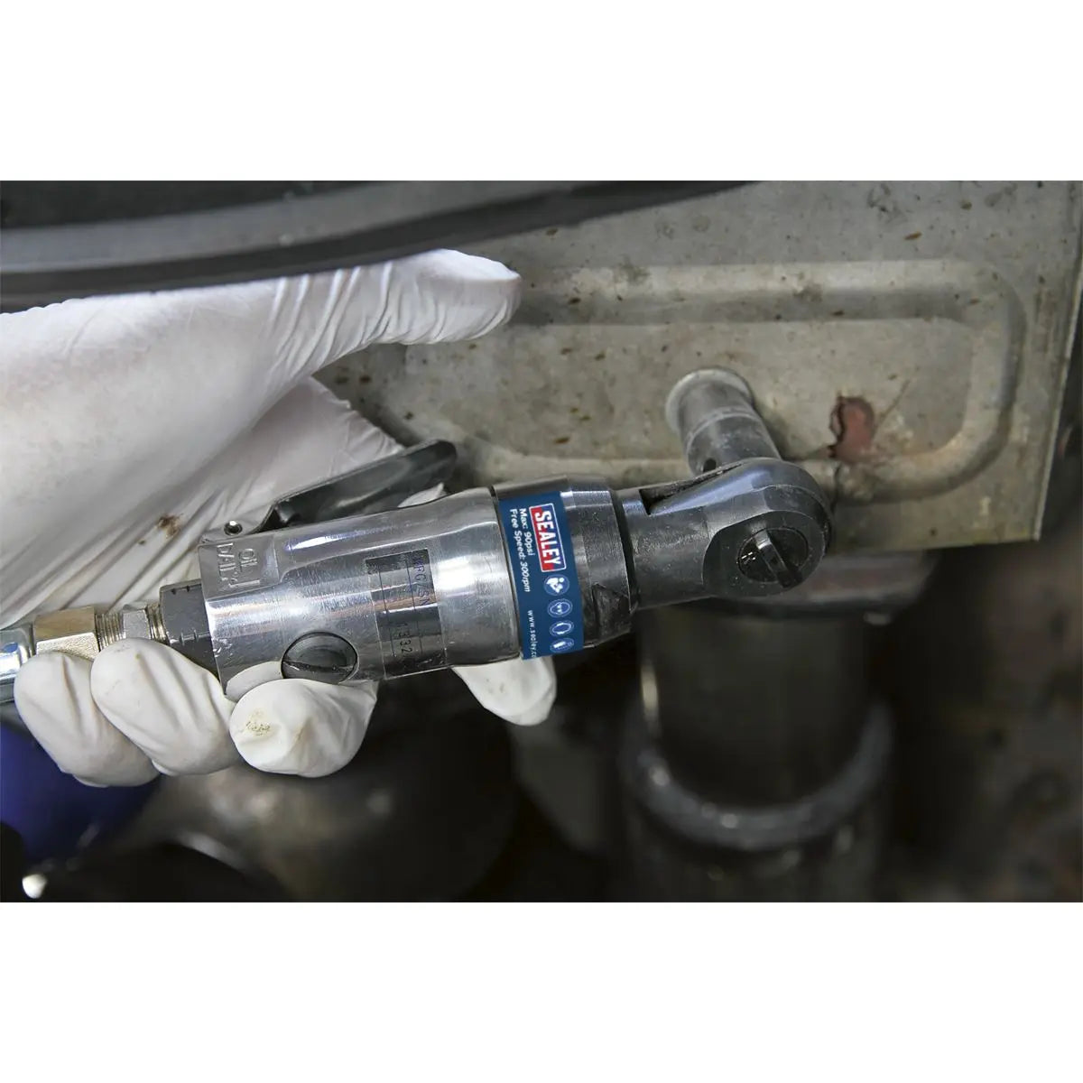 Sealey Air Ratchet Wrench 3/8"Sq Drive Super Stubby