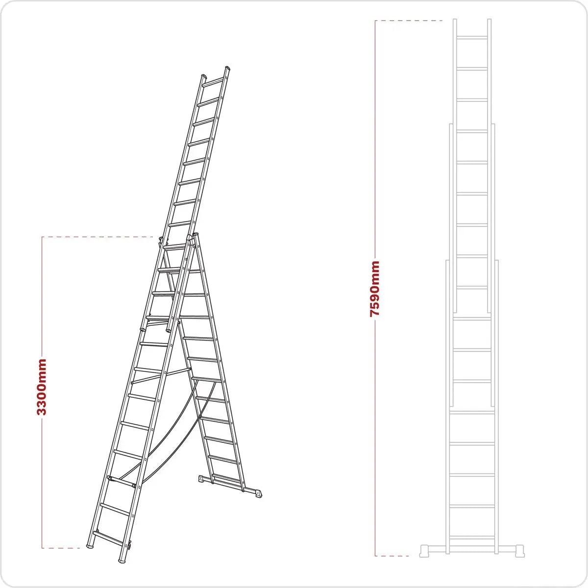 Sealey Aluminium Extension Combination Ladder 3x12 EN 131